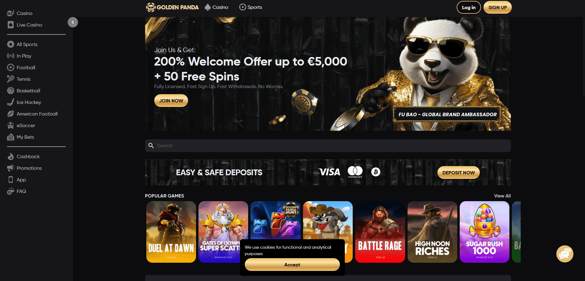 goldenpanda online casinos main page